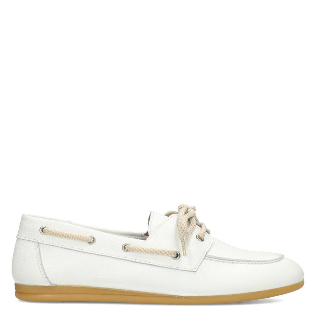 Ecru dames Poelman Callie leren bootschoenen