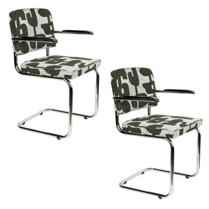 Ridge Deco Symbols Eetkamerstoelen Armleuning Groen - Set van 2