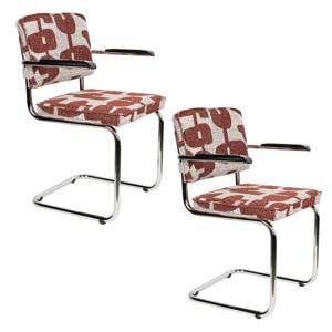 Ridge Deco Symbols Eetkamerstoelen Armleuning Rood - Set van 2