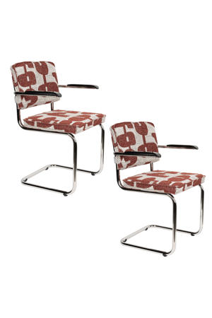  Ridge Deco Symbols Eetkamerstoelen Armleuning Rood - Set van 2