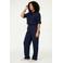 Tramontana viscose straight fit broek met textuur - donkerblauw