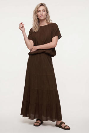 viscose maxi rok - bruin