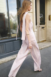 thumbnail: Mango wide leg regular waist broek lichtroze