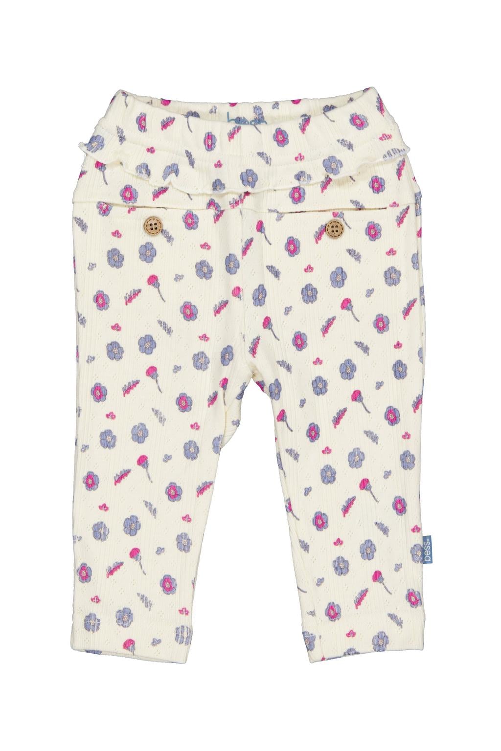 BESS regular fit legging met ruches - ecru