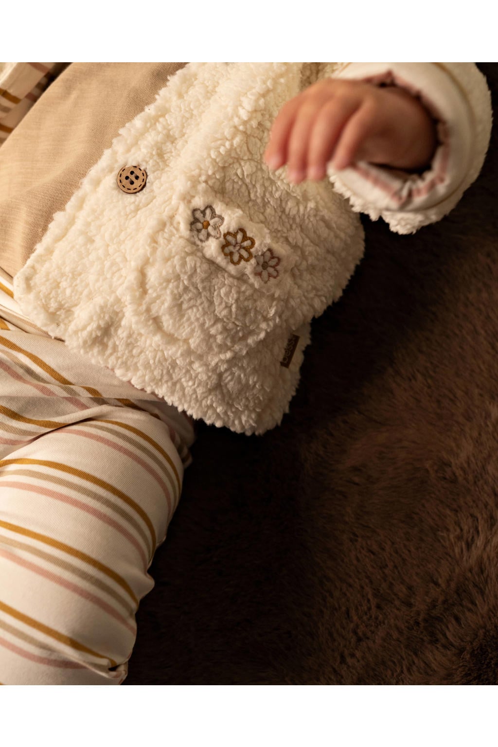 Witte meisjes BESS teddy jas met effen, korte mouwen en knoopsluiting