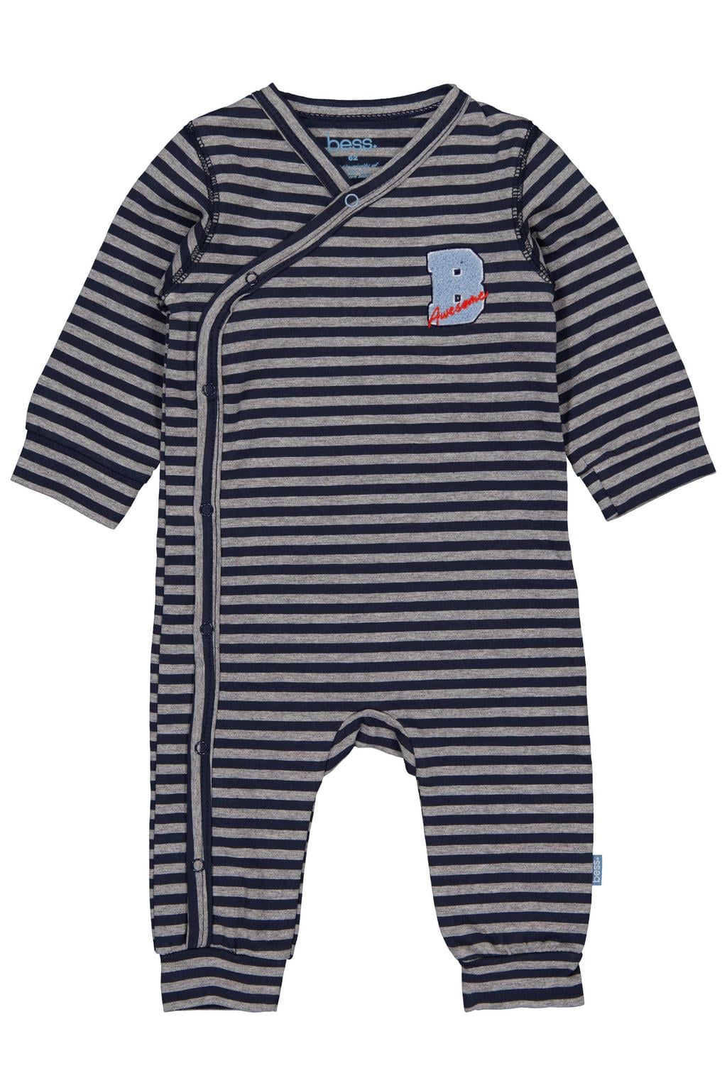 BESS katoenen gestreept boxpak - donkerblauw/grijs