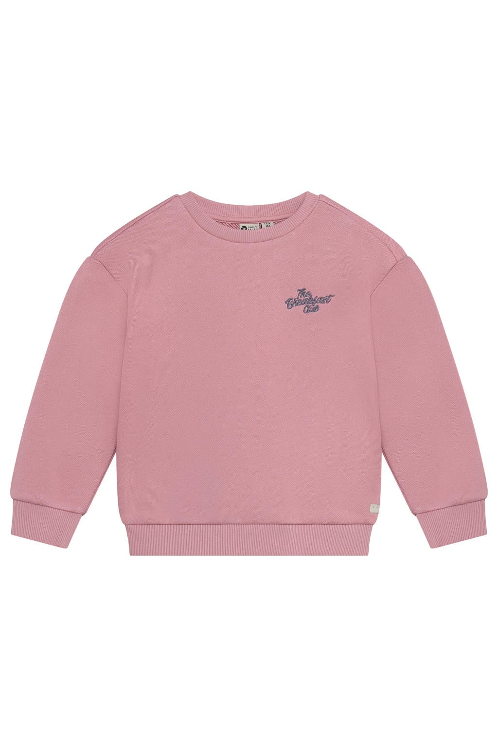 Oudroze meisjes Daily7 rechtvallende sweater met backprint, lange mouwen, ronde hals en geribde boorden