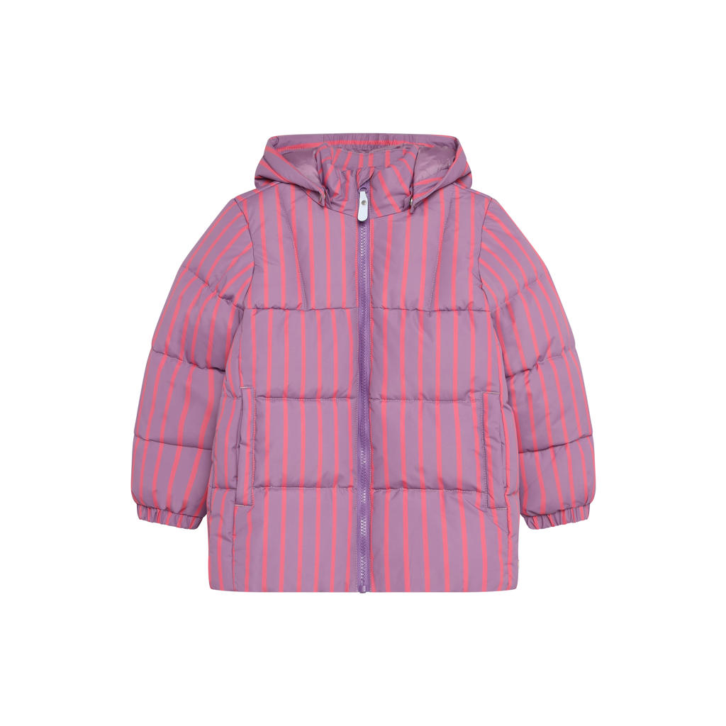 Daily7 gestreepte winterpufferjas - paars