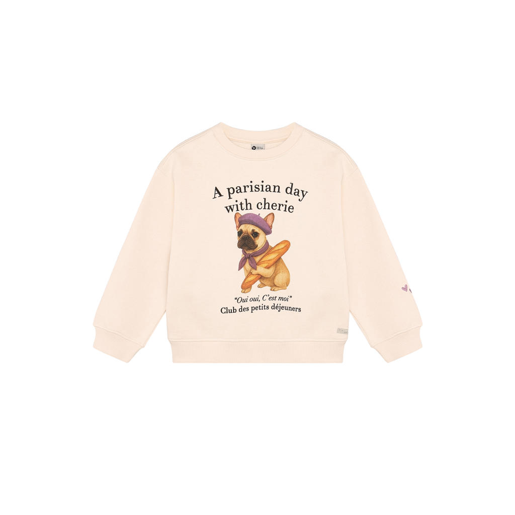 Daily7 rechtvallende sweater met print - crème