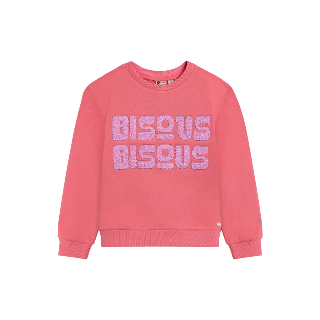 Daily7 rechtvallende sweater met tekst - roze