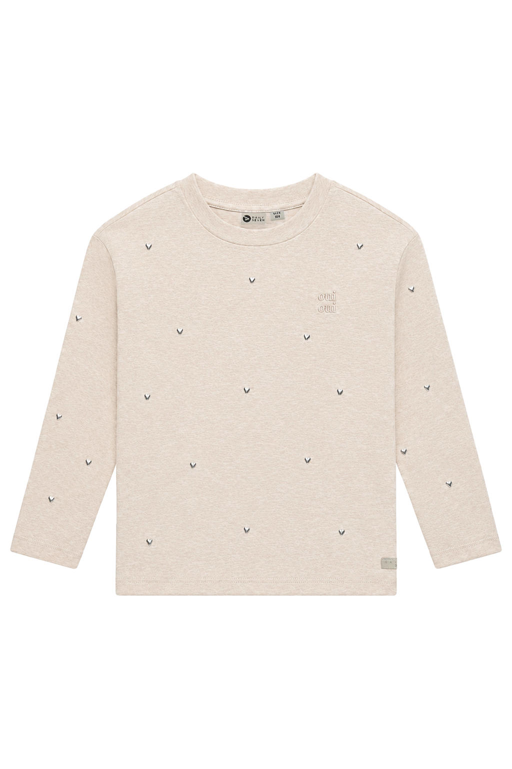 Daily7 rechtvallende longsleeve met studs en hartjes - ecru
