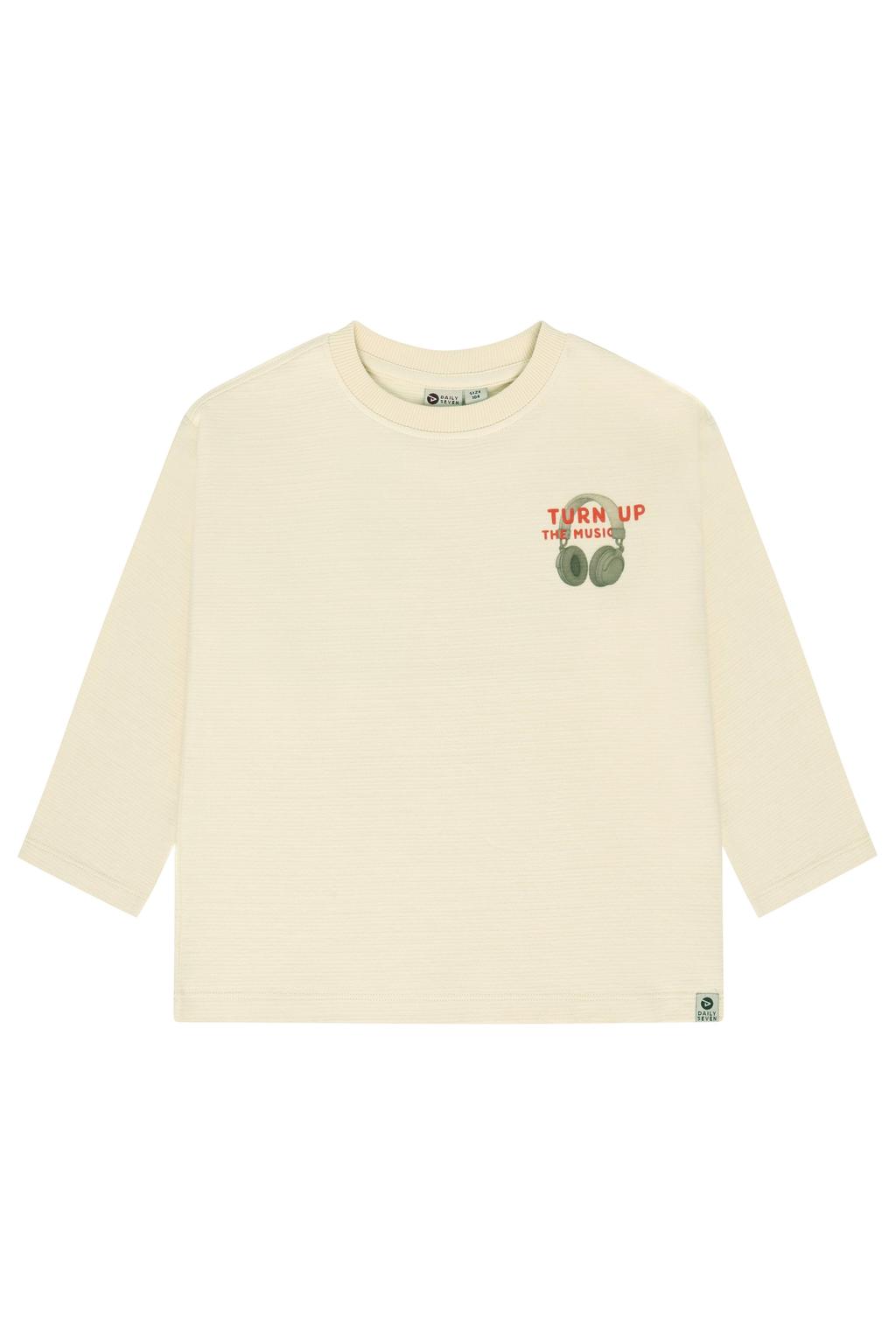 Beige jongens Daily7 rechtvallende longsleeve van katoen met backprint, lange mouwen en ronde hals