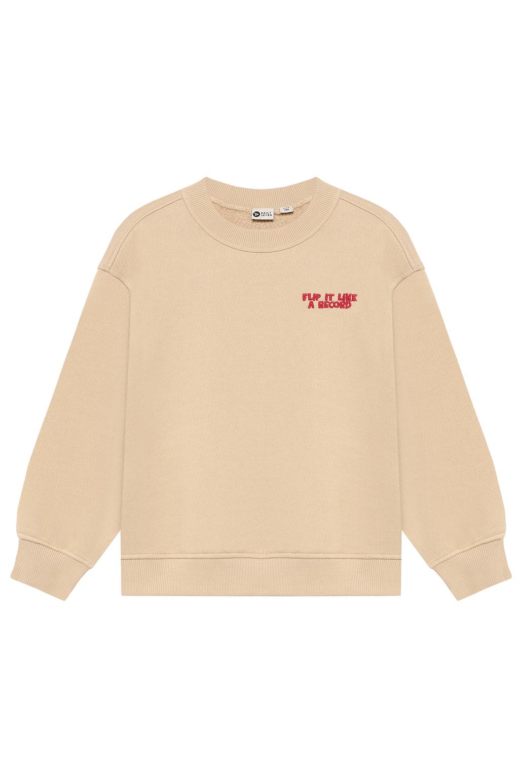 Beige jongens Daily7 oversized sweater met backprint, lange mouwen, ronde hals en geribde boorden