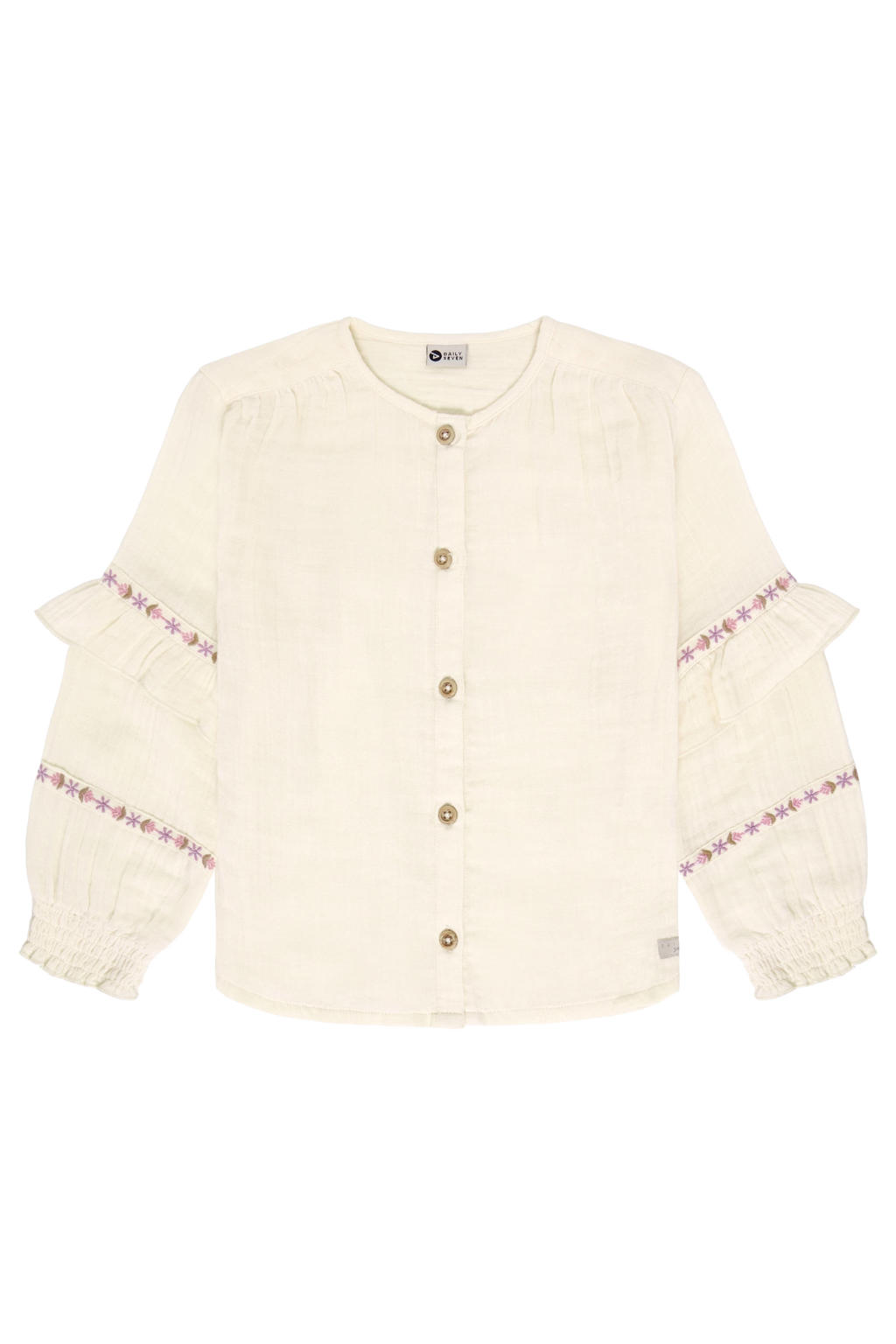 Daily7 rechtvallende blouse met ruches - ecru