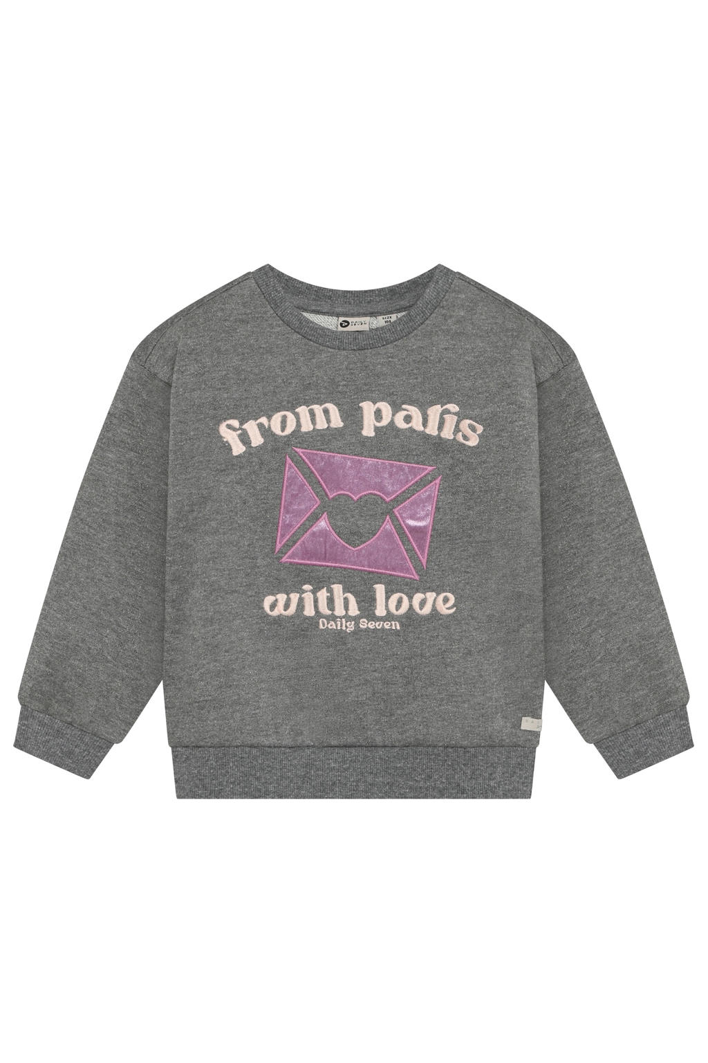 Daily7 rechtvallende sweater met print - grijs