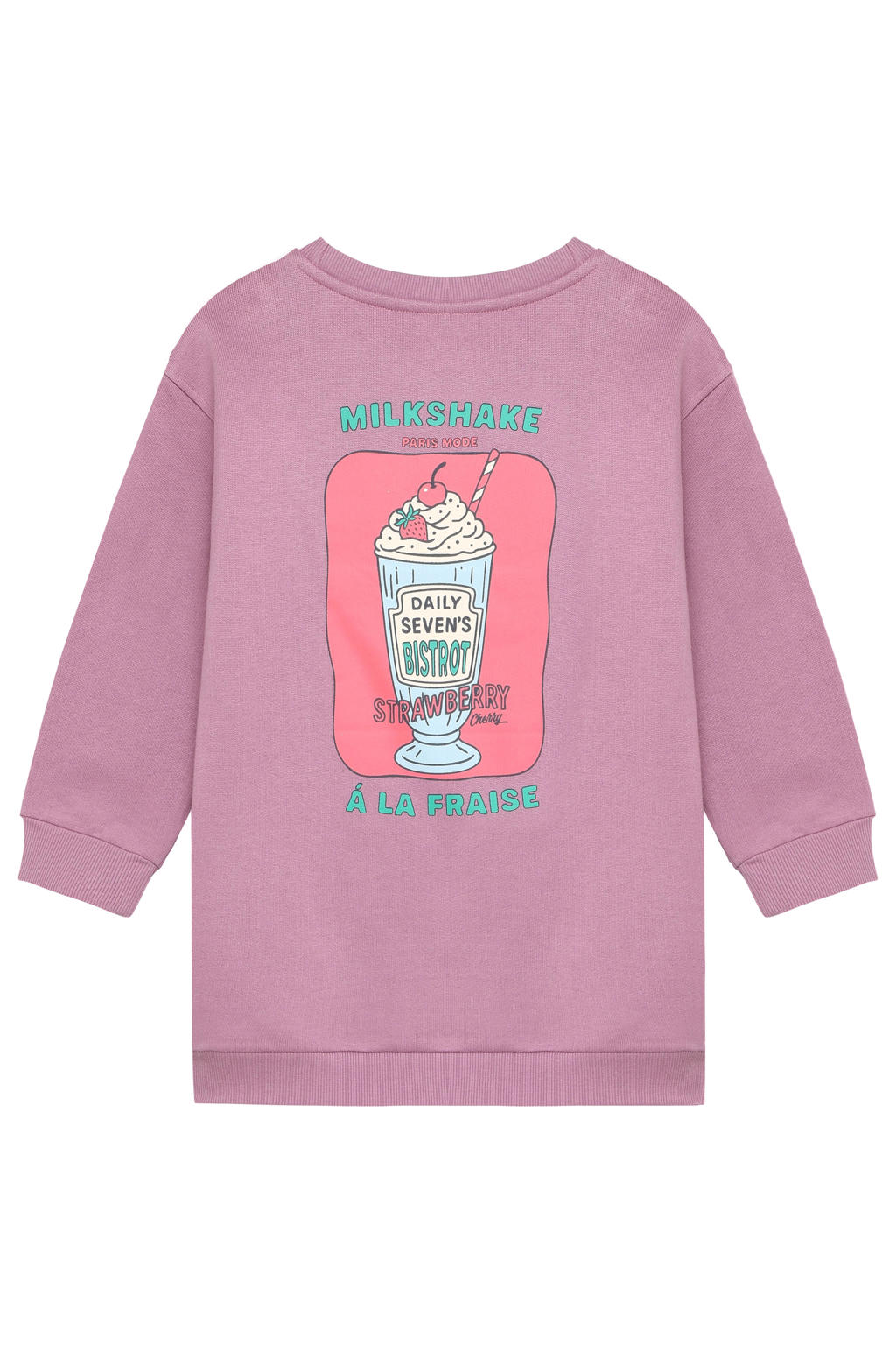 Daily7 korte sweatjurk met backprint - paars