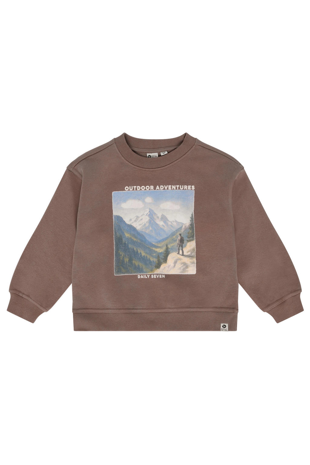 Daily7 oversized sweater met print - bruin