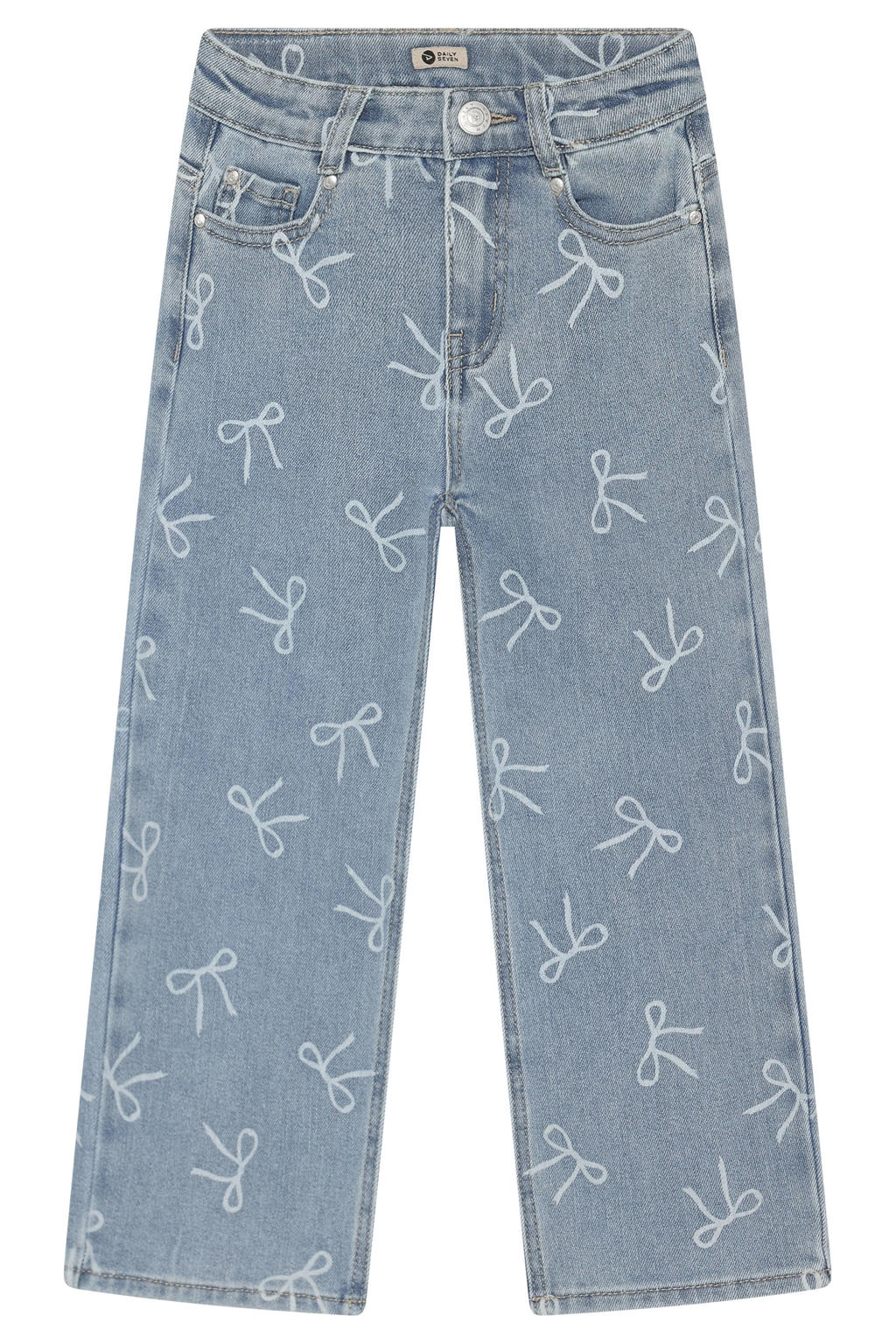 Daily7 wide leg jeans met print - lichtblauw