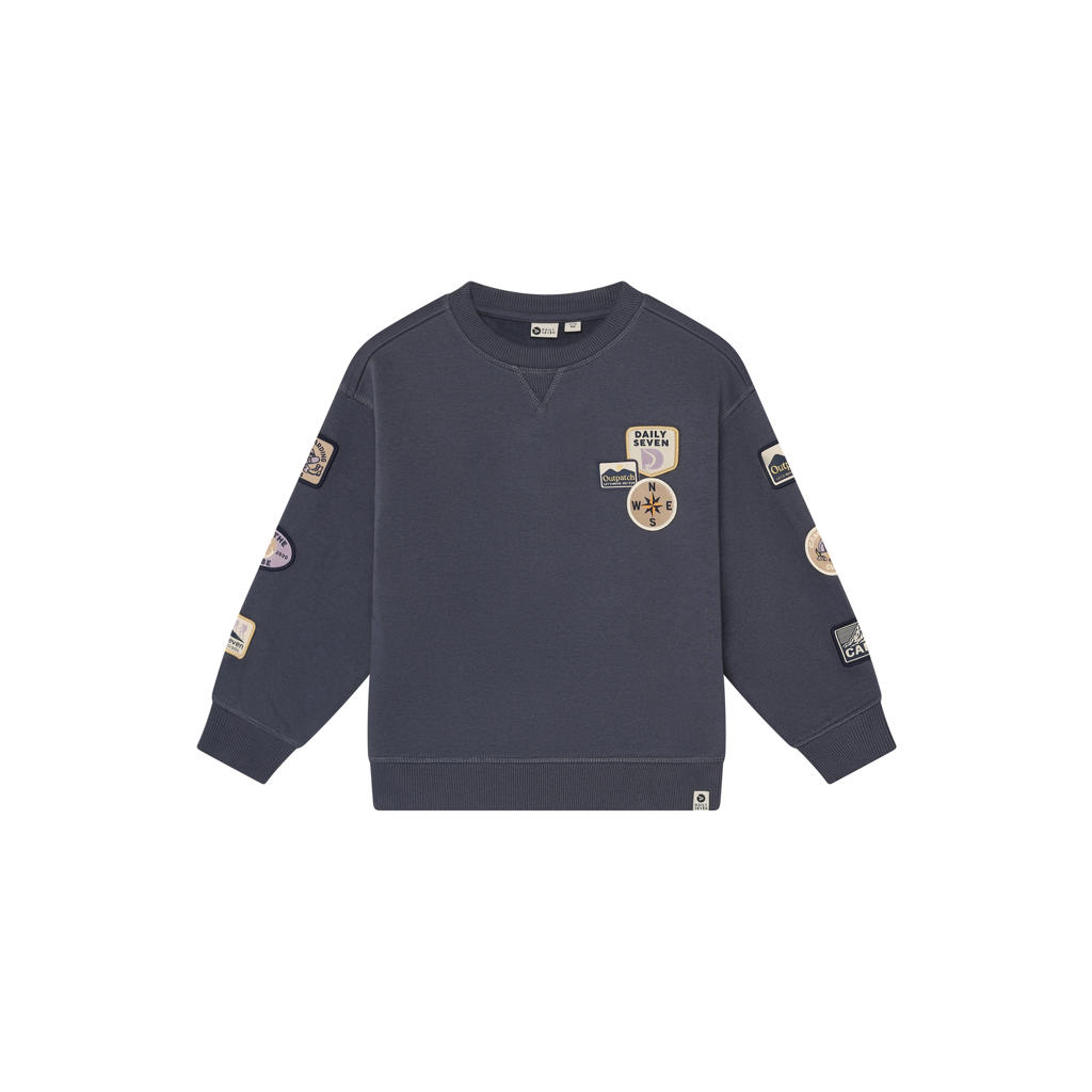Daily7 oversized sweater met print - grijs