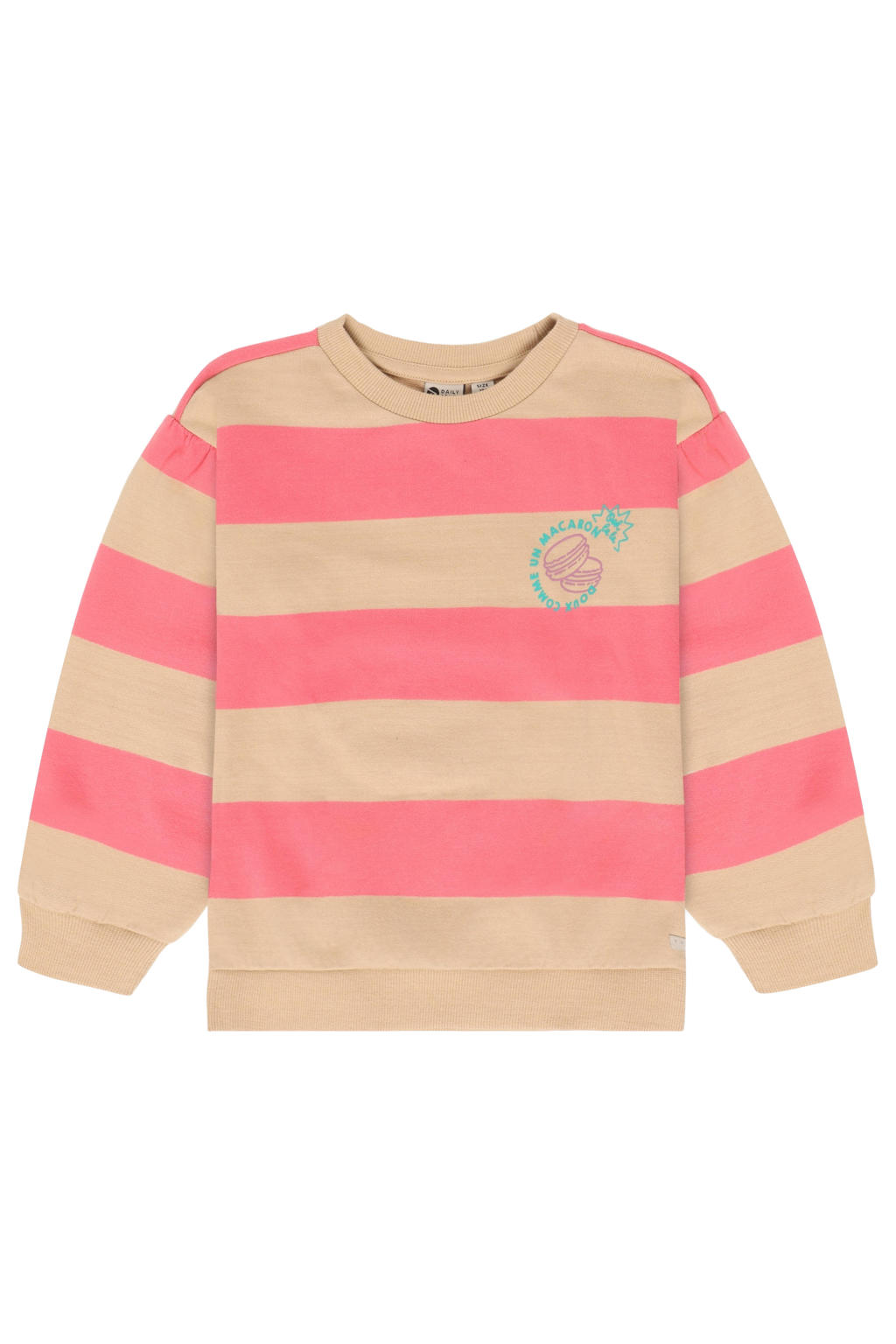 Daily7 rechtvallende gestreepte sweater met backprint - zand