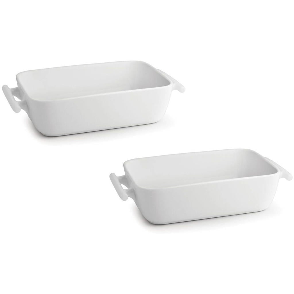 BonBistro Ovenschaal Yong Squito - Wit - 20 x 14 x 6 cm / 1.1 Liter - 2 stuks