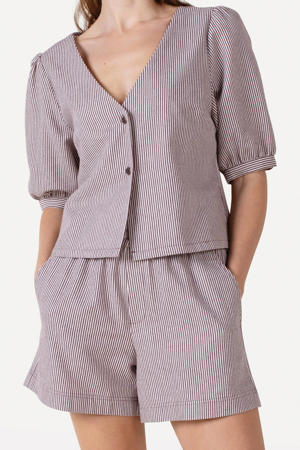 gestreepte blouse bruin