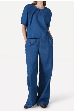 wide leg jeans medium blue denim