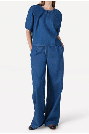 wide leg jeans medium blue denim