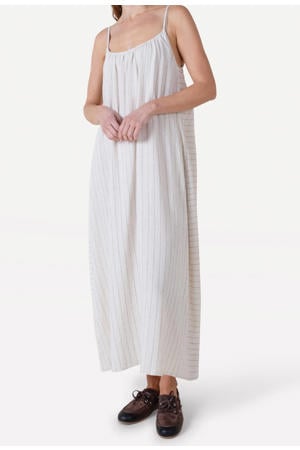 maxi jurk met krijtstreep beige