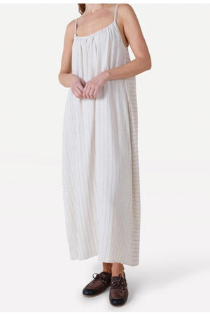 maxi jurk met krijtstreep beige