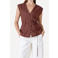Another-Label gilet met linnen bruin