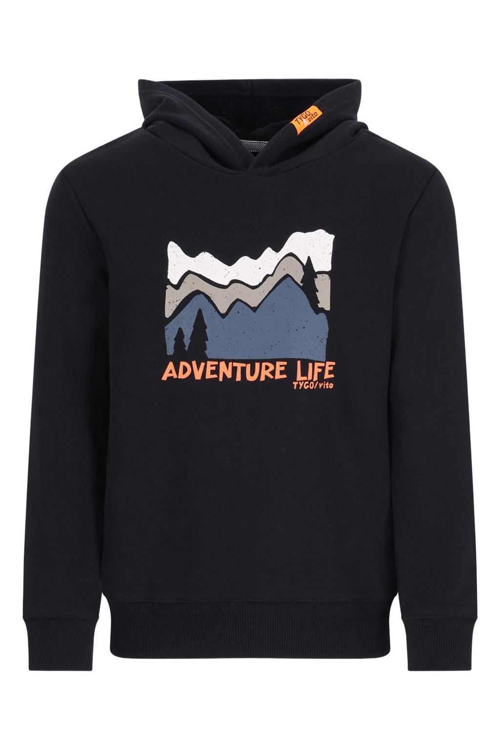 Zwarte jongens TYGO & vito hoodie van sweat materiaal met lange mouwen en capuchon