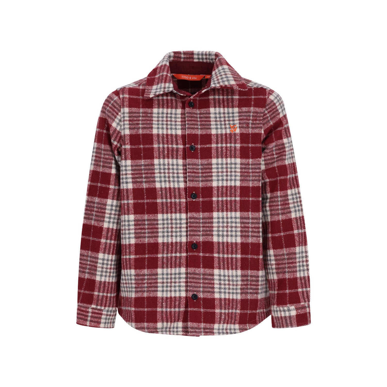 TYGO & vito flanel relaxed fit geruit overhemd donkerrood