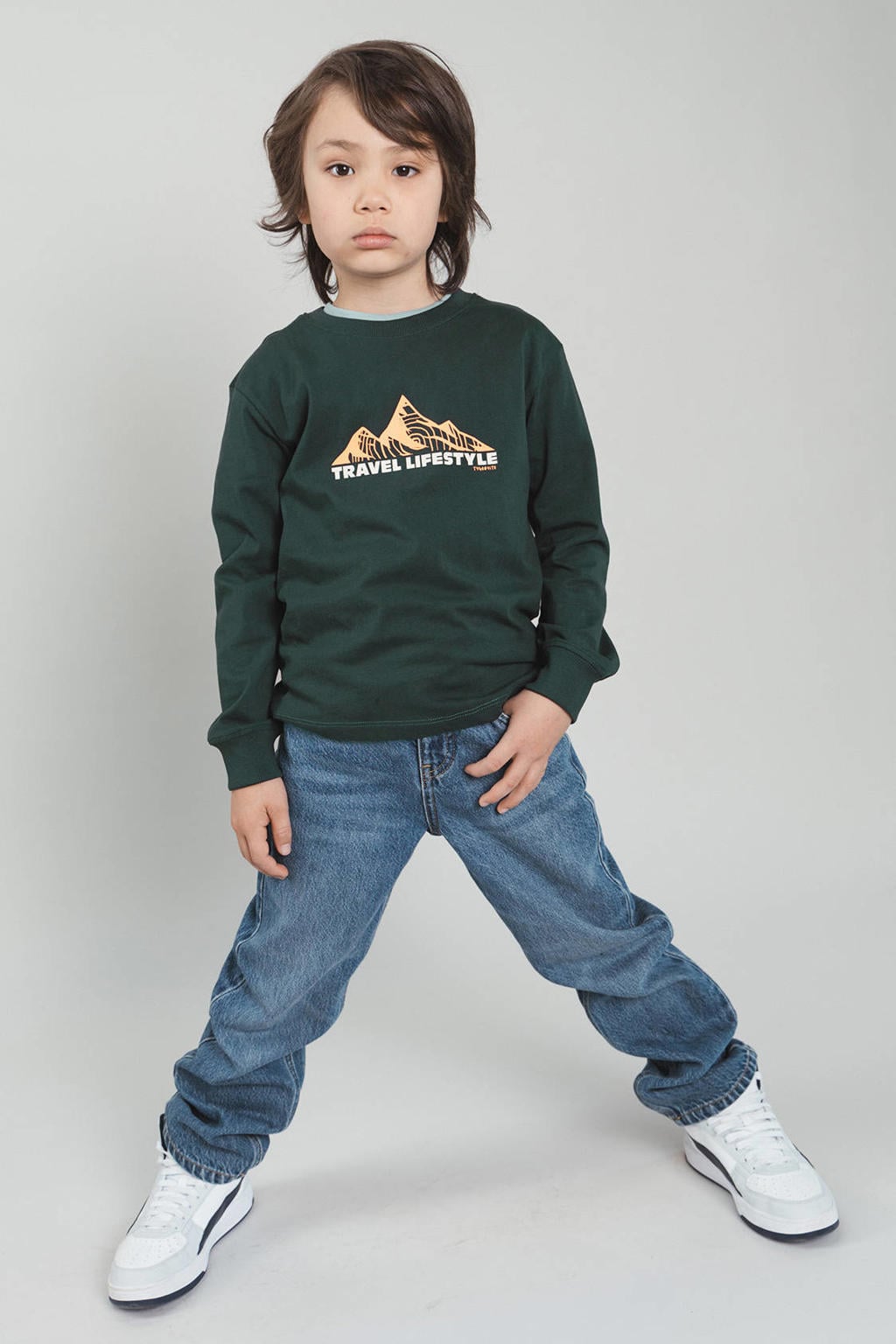 TYGO & vito jersey longsleeve met print - donkergroen