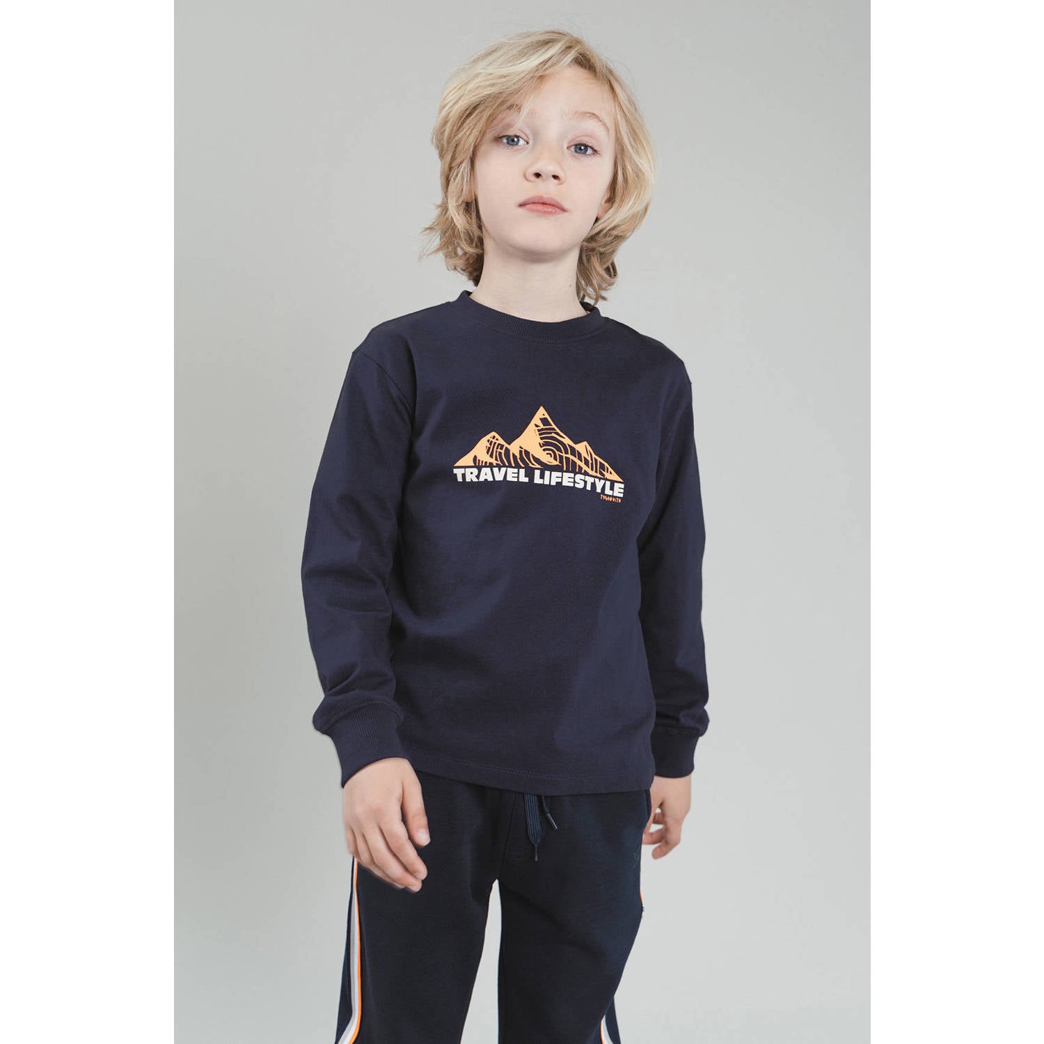 TYGO & vito jersey longsleeve met print donkerblauw