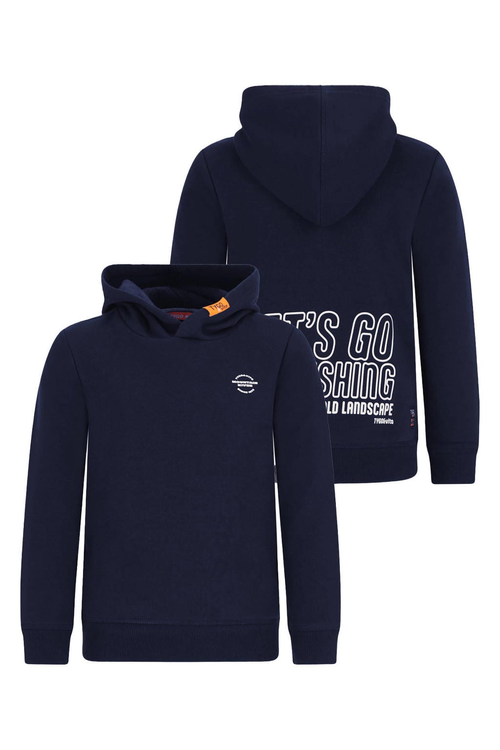 TYGO & vito hoodie met backprint - donkerblauw