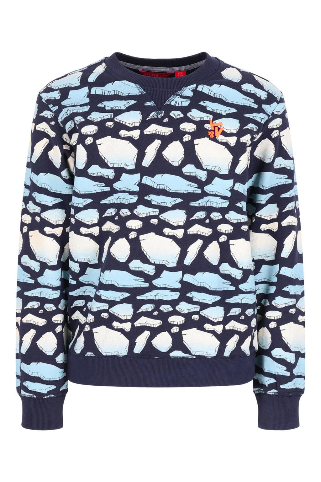 Donkerblauw, lichtblauw en witte jongens TYGO & vito sweater met lange mouwen en ronde hals