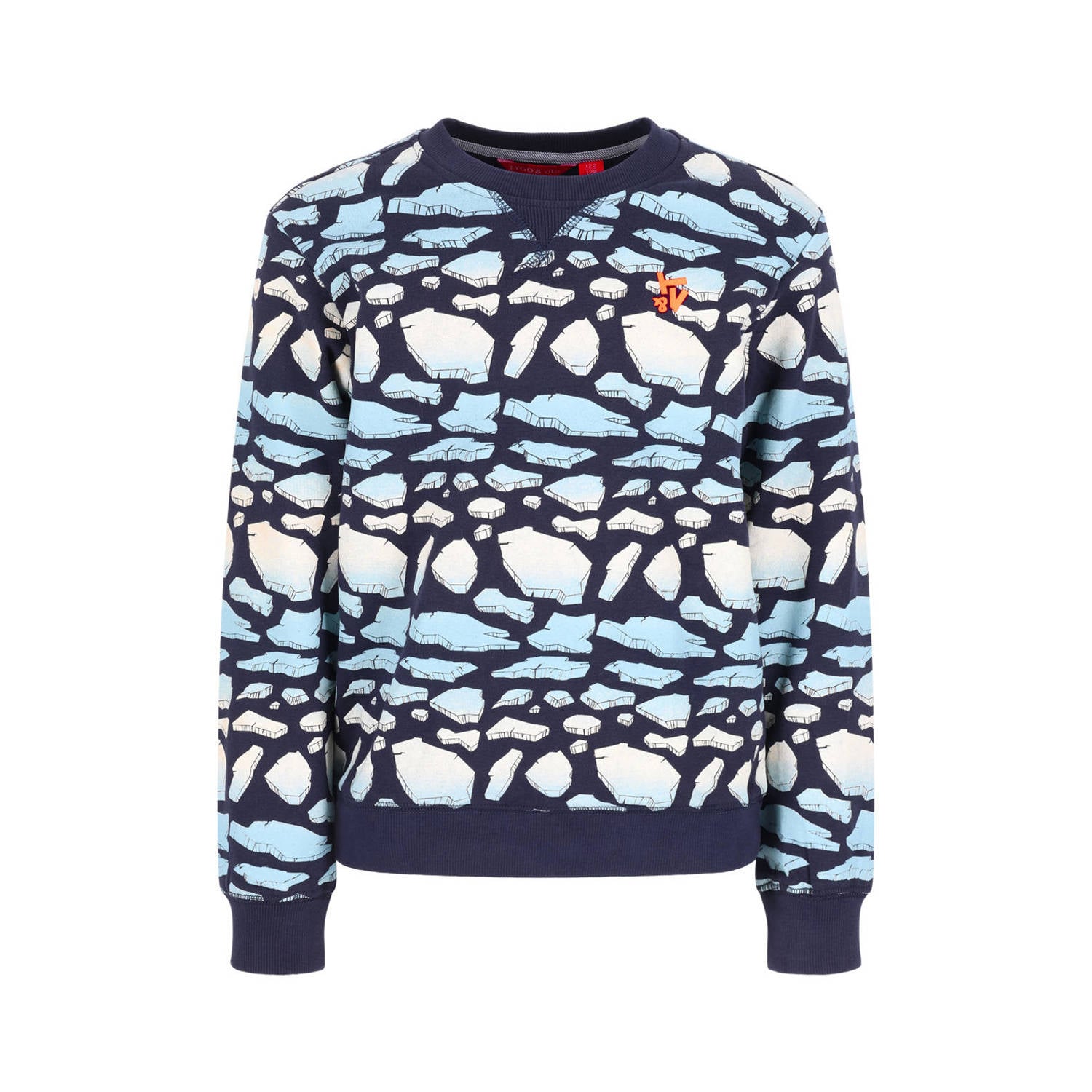 TYGO & vito sweater met print donkerblauw