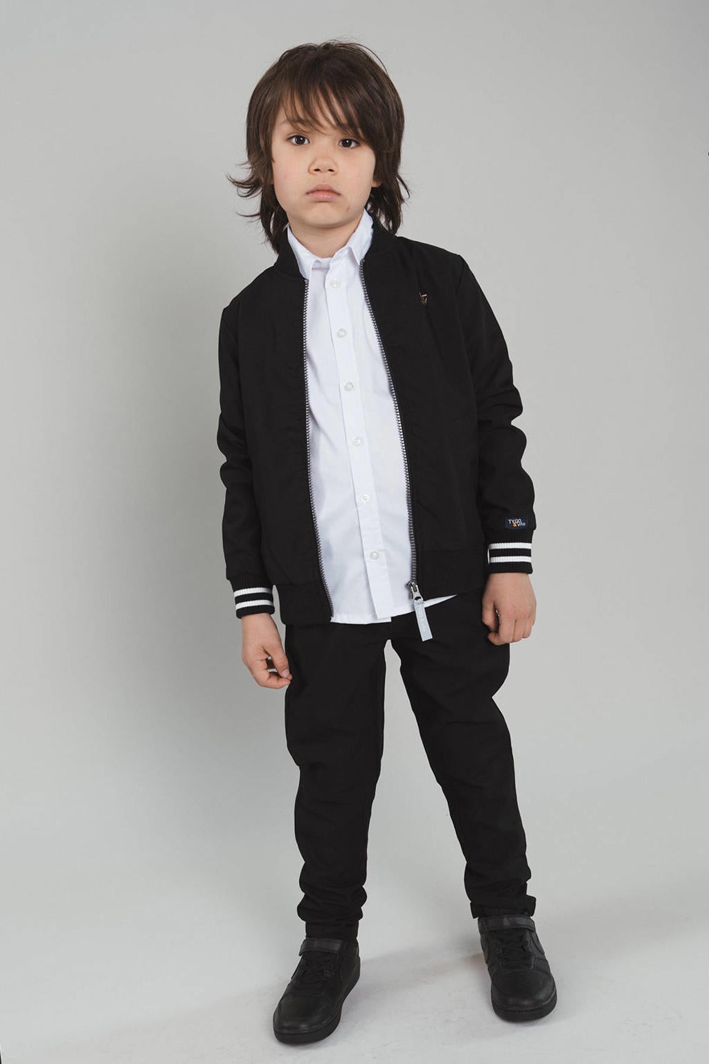 Zwarte jongens TYGO & vito regular fit sweatpants van polyester met elastische tailleband en effen
