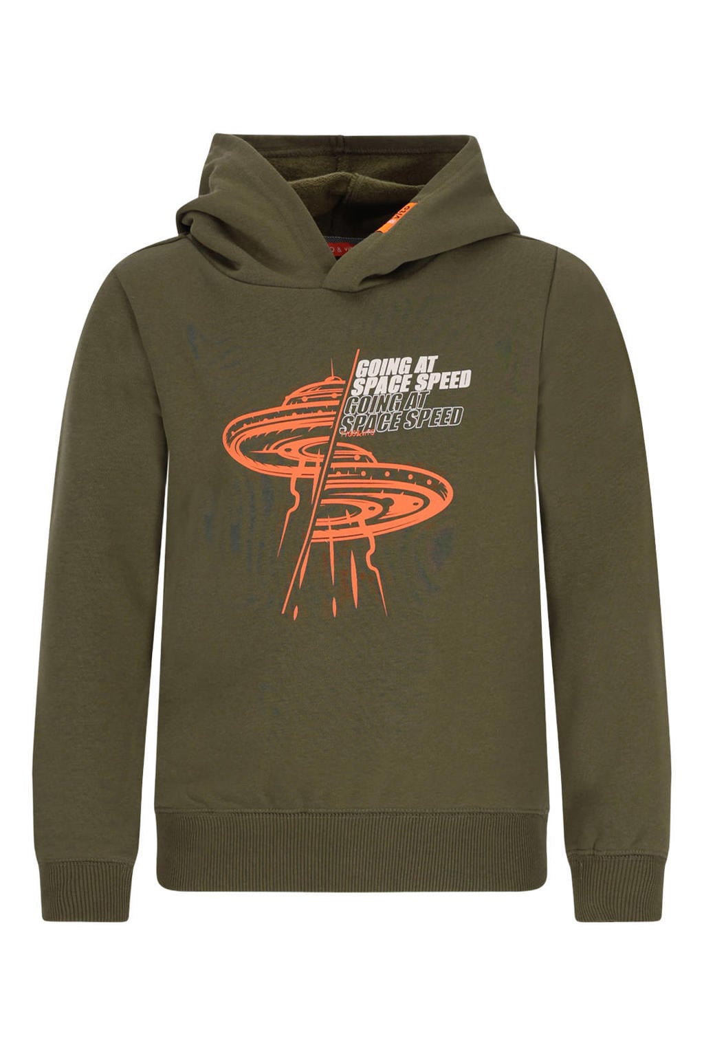 Olijfgroene jongens TYGO & vito hoodie van sweat materiaal met lange mouwen en capuchon