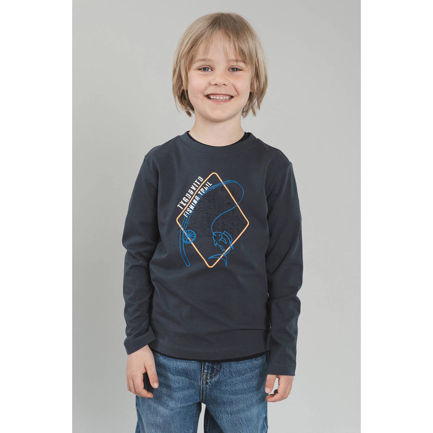 TYGO & vito jersey rechtvallende longsleeve met print