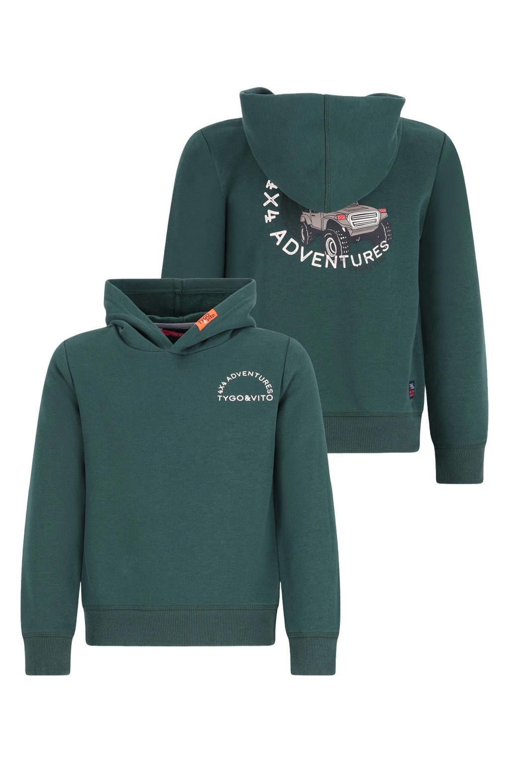 TYGO & vito hoodie met backprint - donkergroen