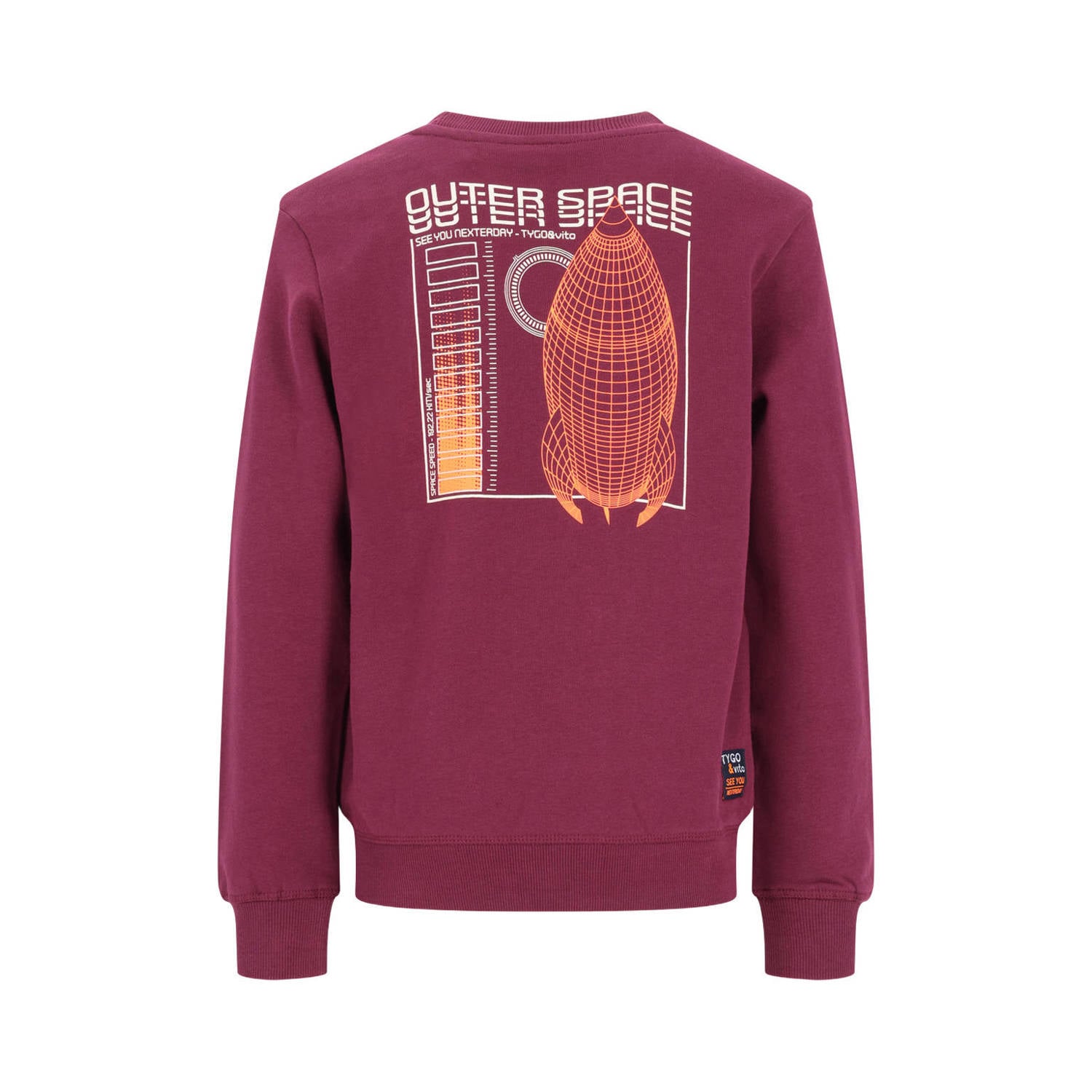 TYGO & vito sweater met backprint donkerrood