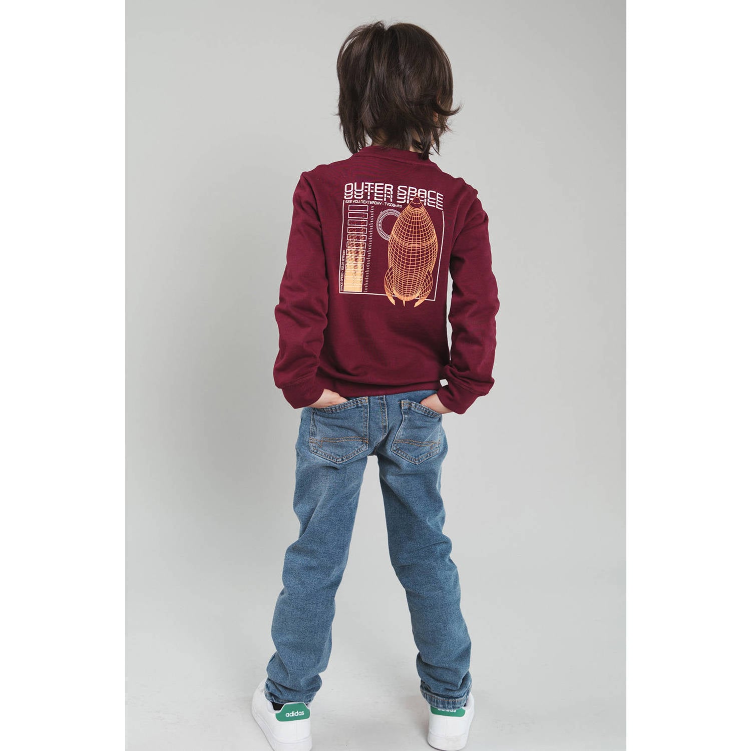 TYGO & vito sweater met backprint donkerrood