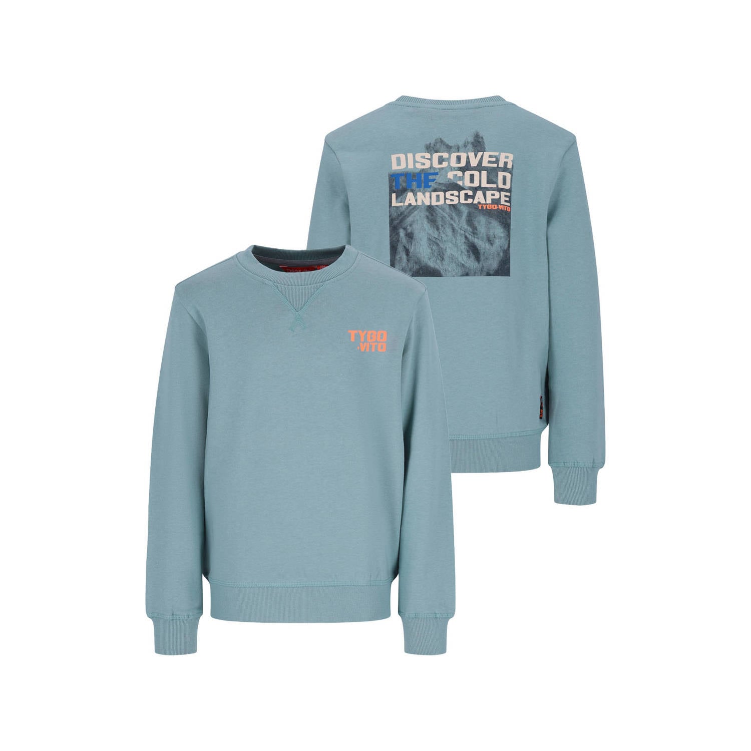 TYGO & vito sweater met backprint lichtblauw