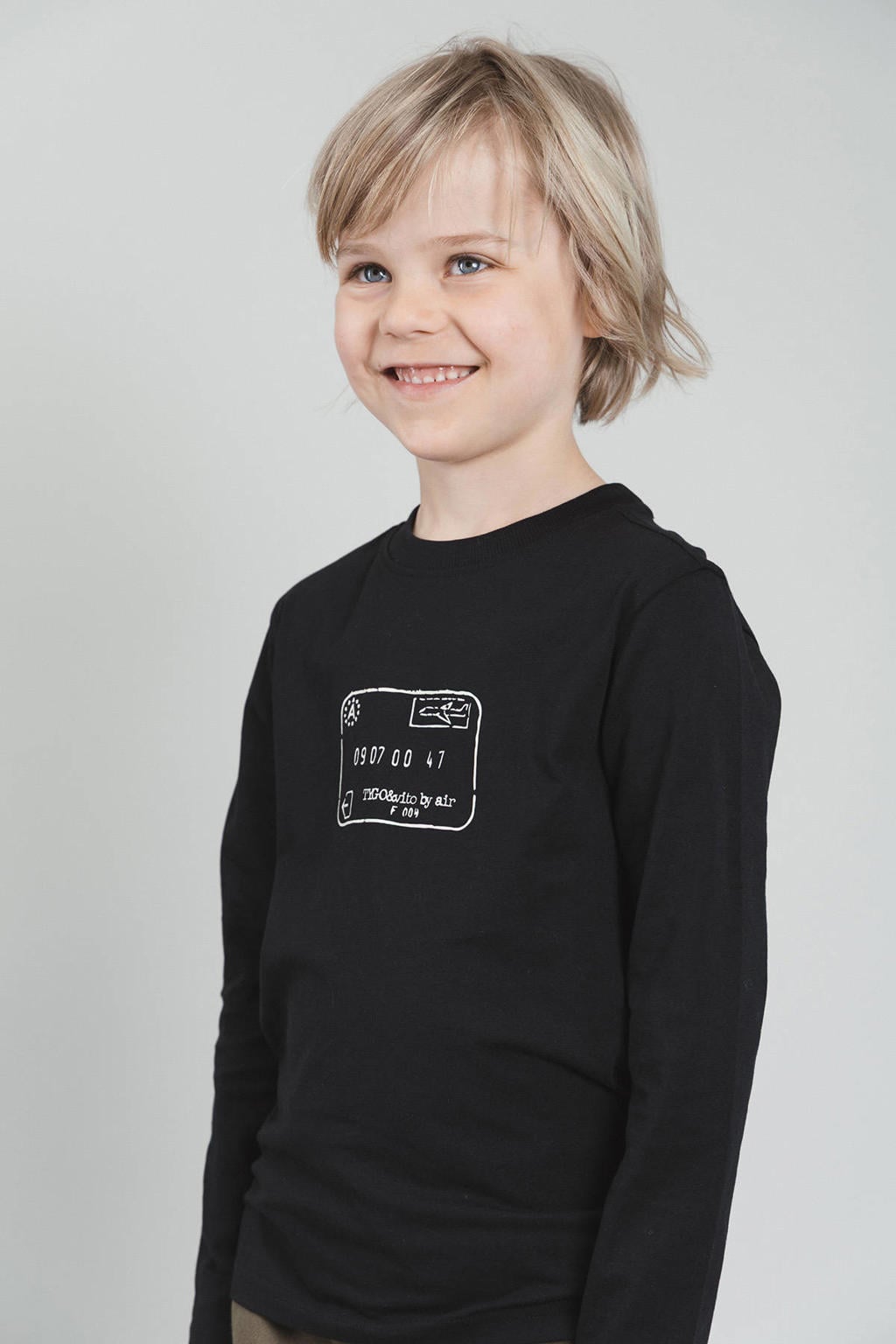 Zwarte jongens TYGO & vito jersey longsleeve met lange mouwen en ronde hals
