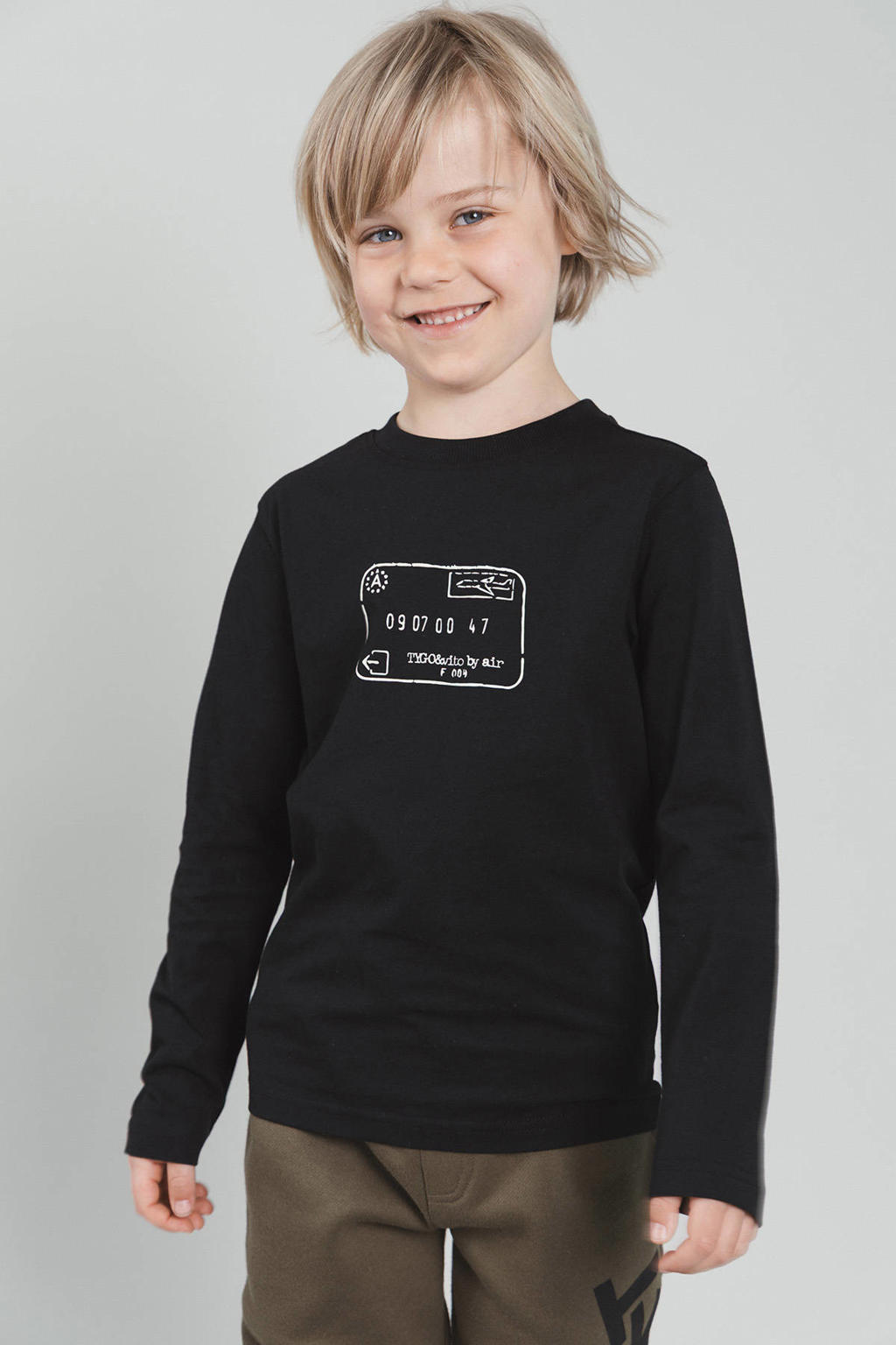 Zwarte jongens TYGO & vito jersey longsleeve met lange mouwen en ronde hals