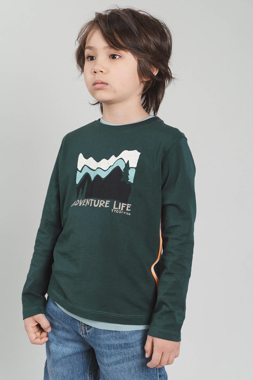 TYGO & vito longsleeve met print - donkergroen