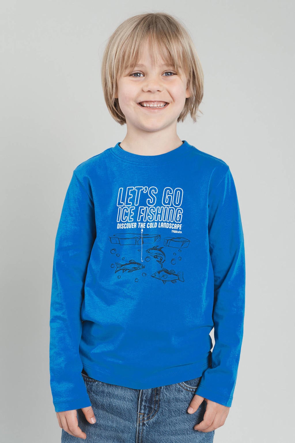 Blauwe jongens TYGO & vito jersey longsleeve met lange mouwen en ronde hals