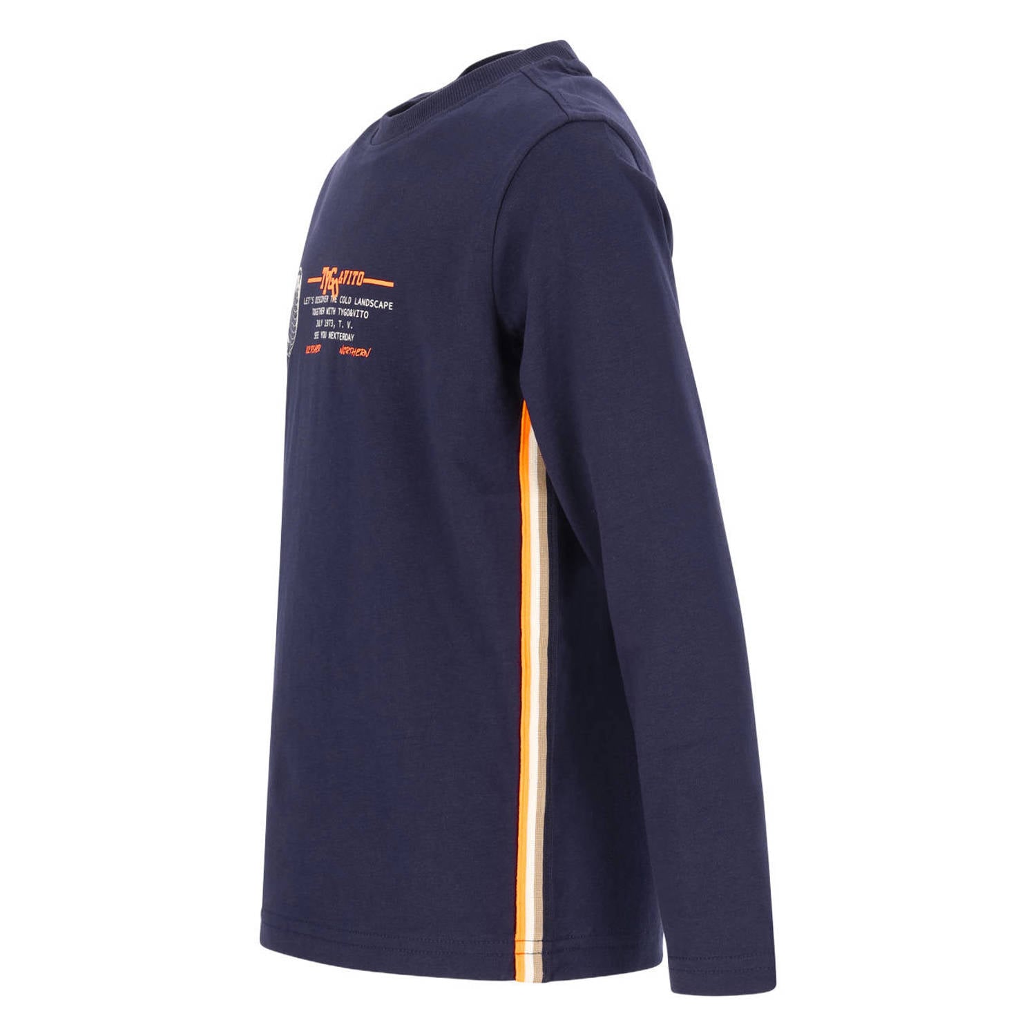 TYGO & vito jersey rechtvallende longsleeve met print donkerblauw
